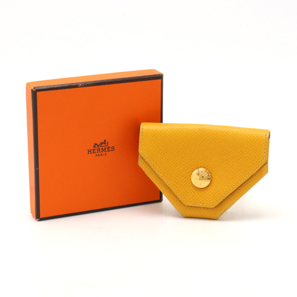 Hermes Vaux Epson Le 24 Coin Case Yellow Leather in Very Good Condition