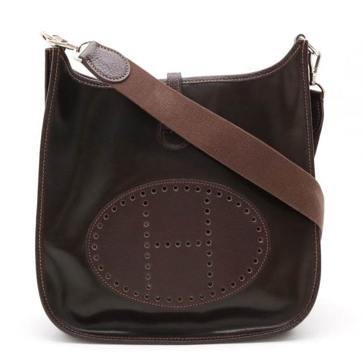 Hermes Evelyne PM Shoulder Bag Brown Leather