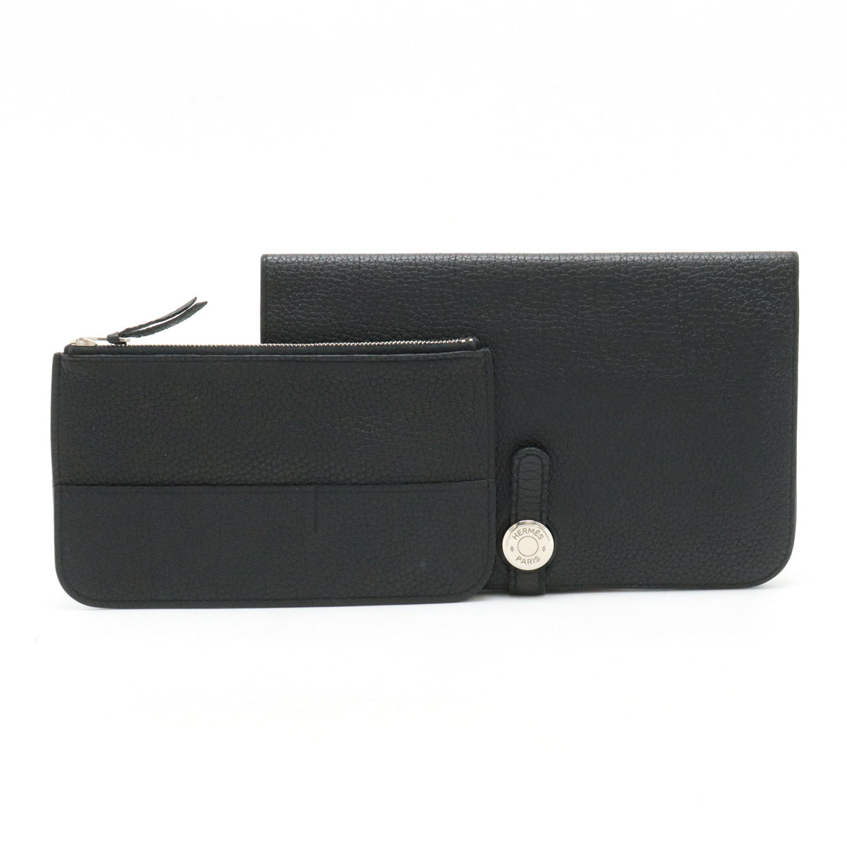 Hermes Dogon Duo GM Bifold Wallet Black Leather