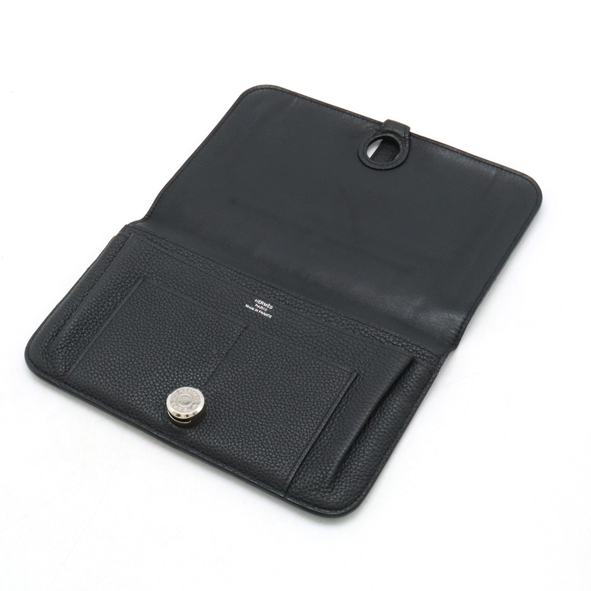 Hermes Dogon Duo GM Bifold Wallet Black Leather