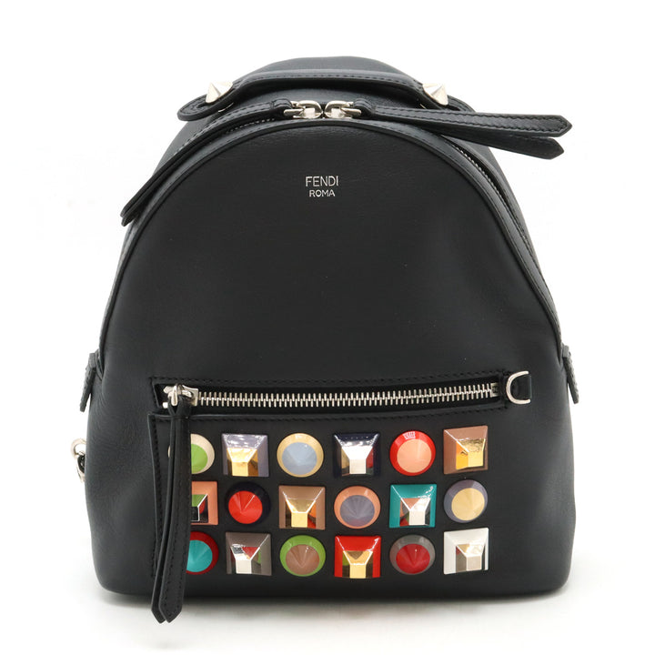 Fendi Leather Studs Backpack Black Multicolor