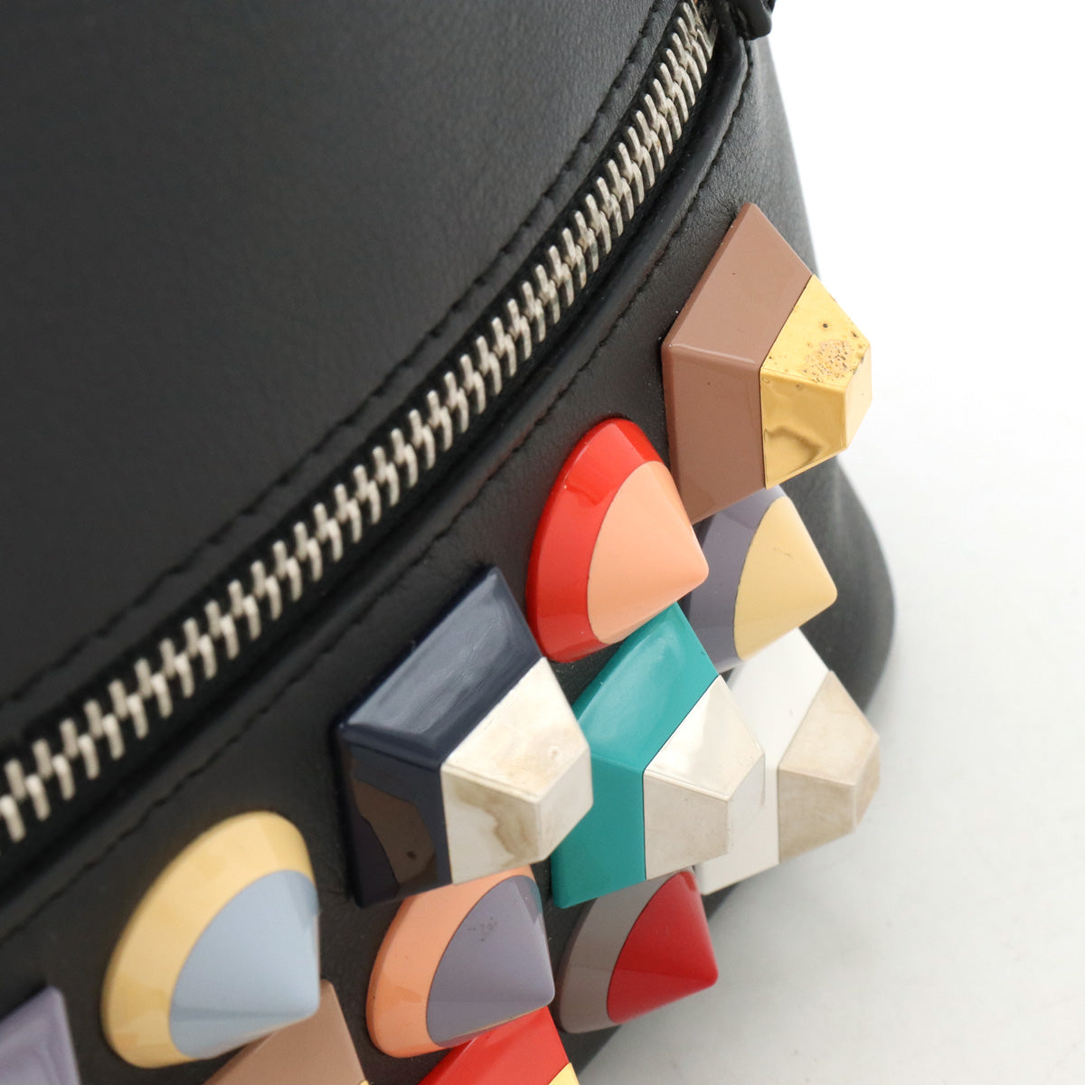 Fendi Leather Studs Backpack Black Multicolor