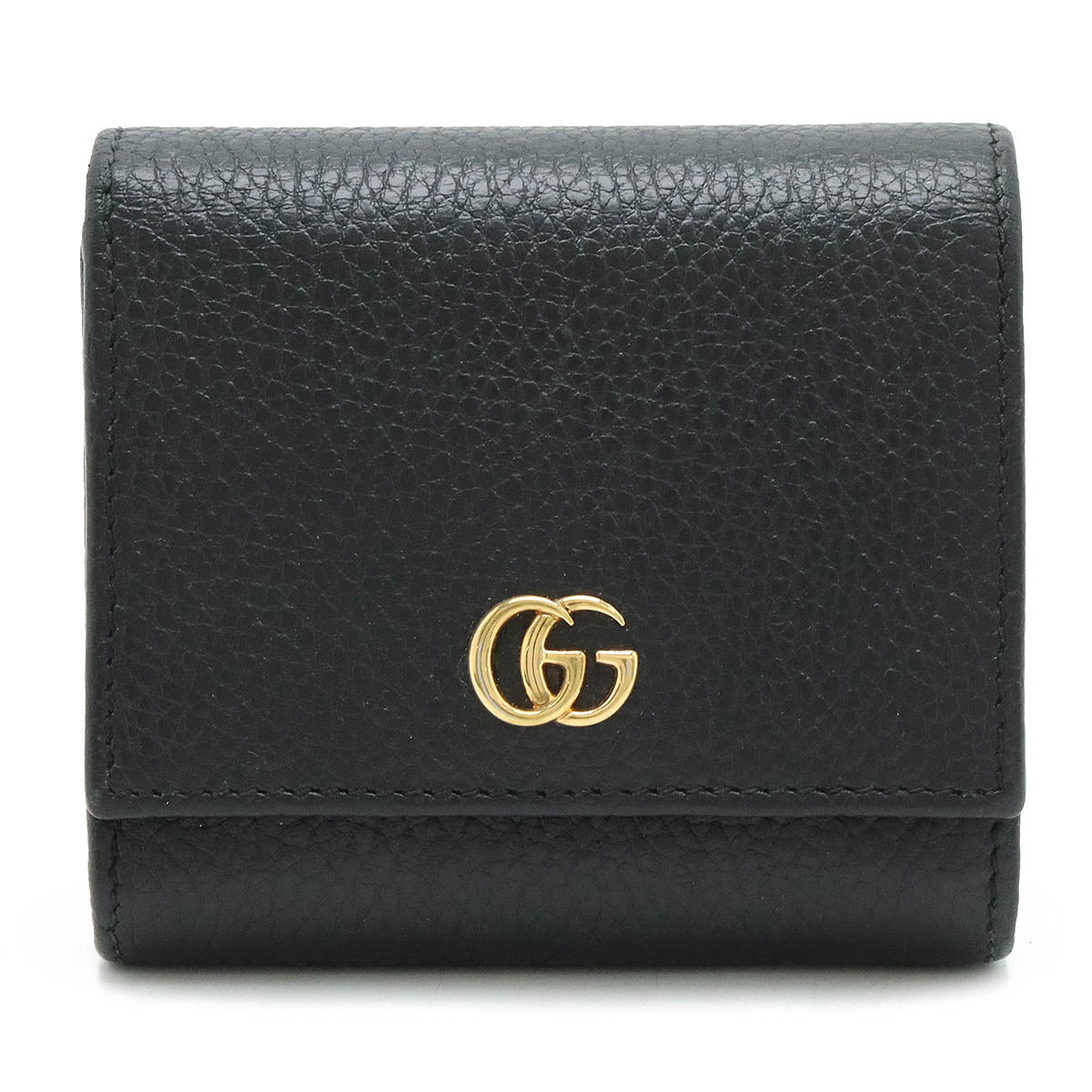 Gucci Leather GG Marmont Bifold Wallet Black Gold Hardware in Very Good Condition