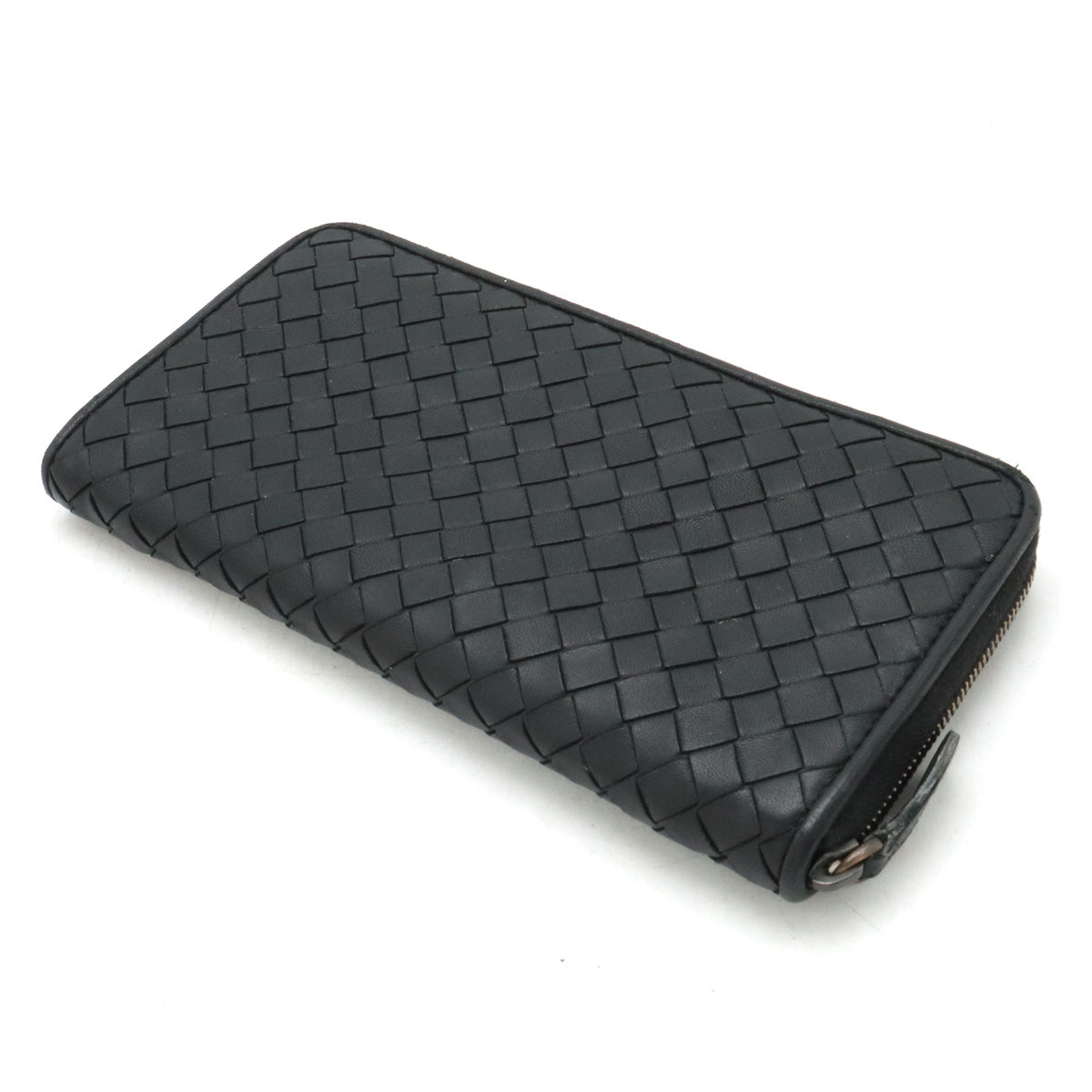 Bottega Veneta Leather Intrecciato Zip Wallet Black