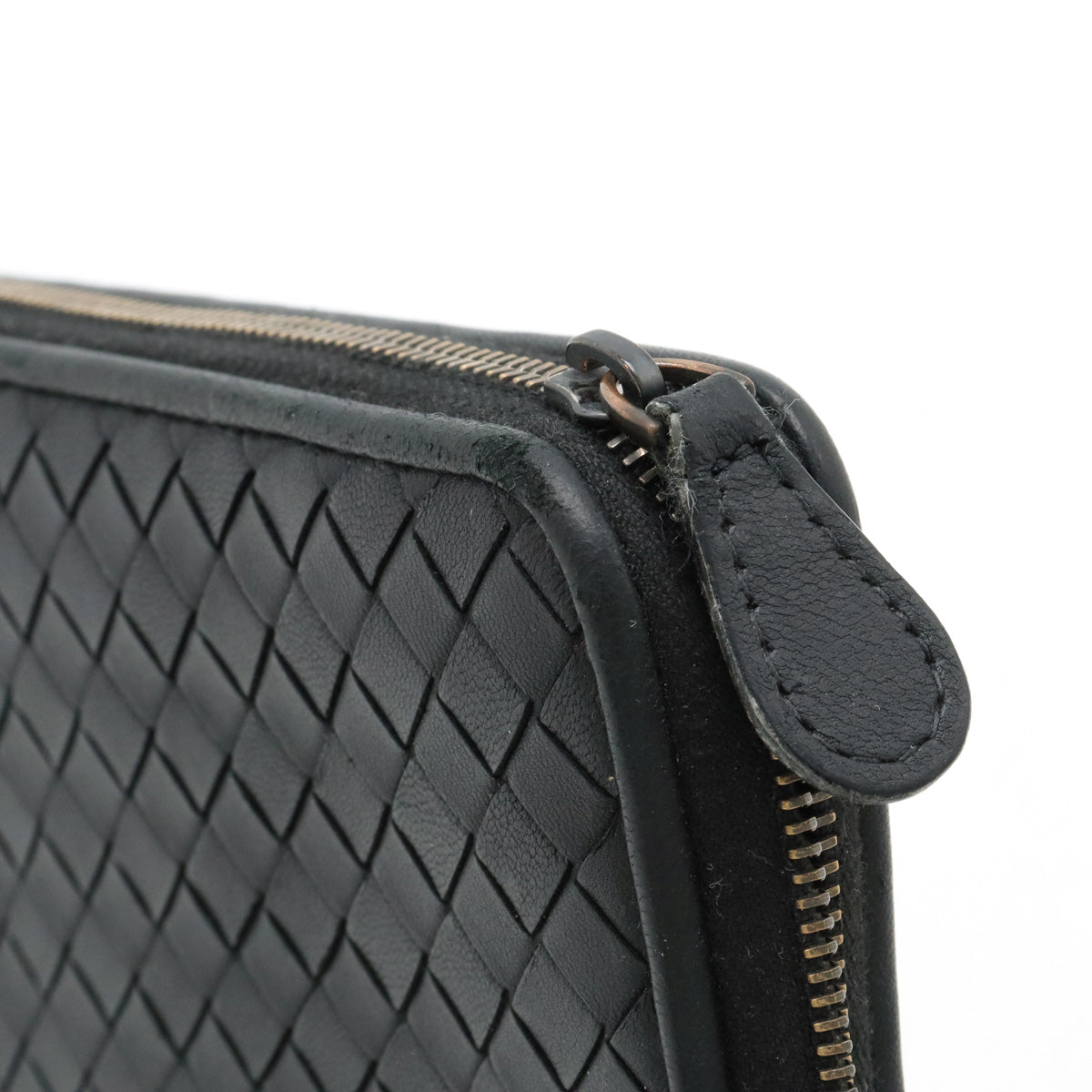 Bottega Veneta Leather Intrecciato Zip Wallet Black