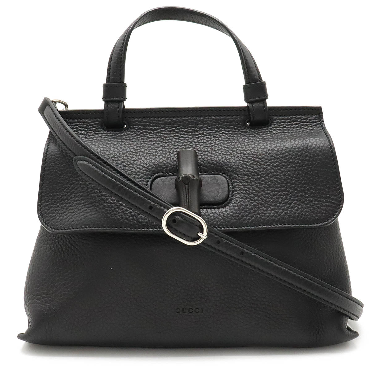 Gucci Bamboo Leather Top Handle Bag Black