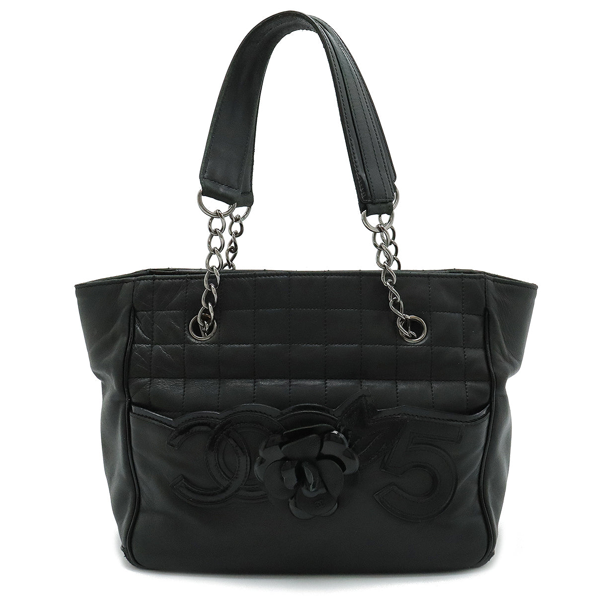 Chanel Camellia No.5 Tote Bag Black Leather