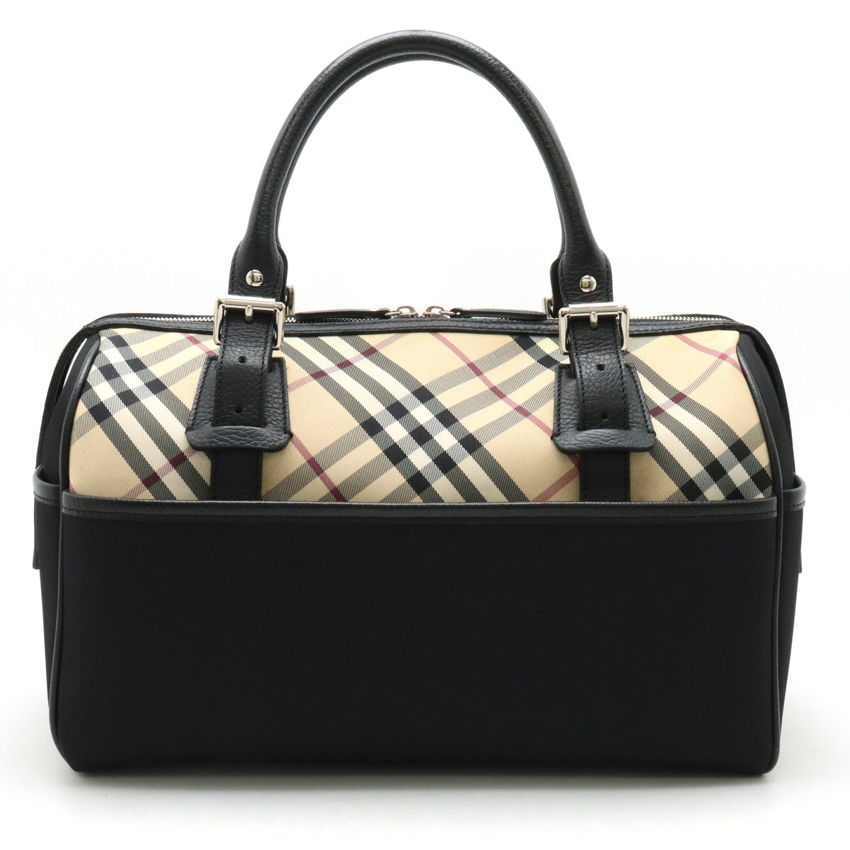 Burberry Nova Check Canvas Leather Boston Bag