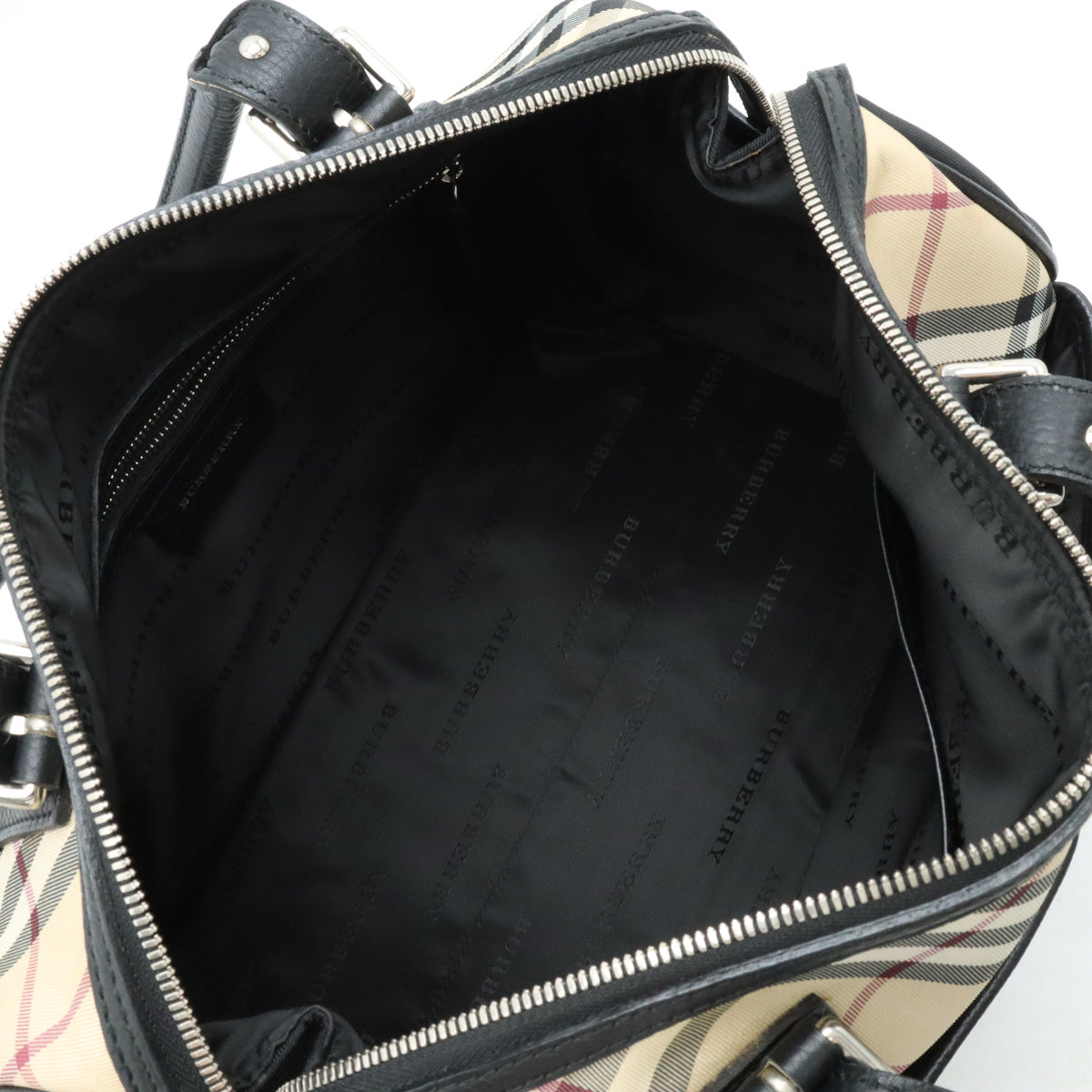 Burberry Nova Check Canvas Leather Boston Bag