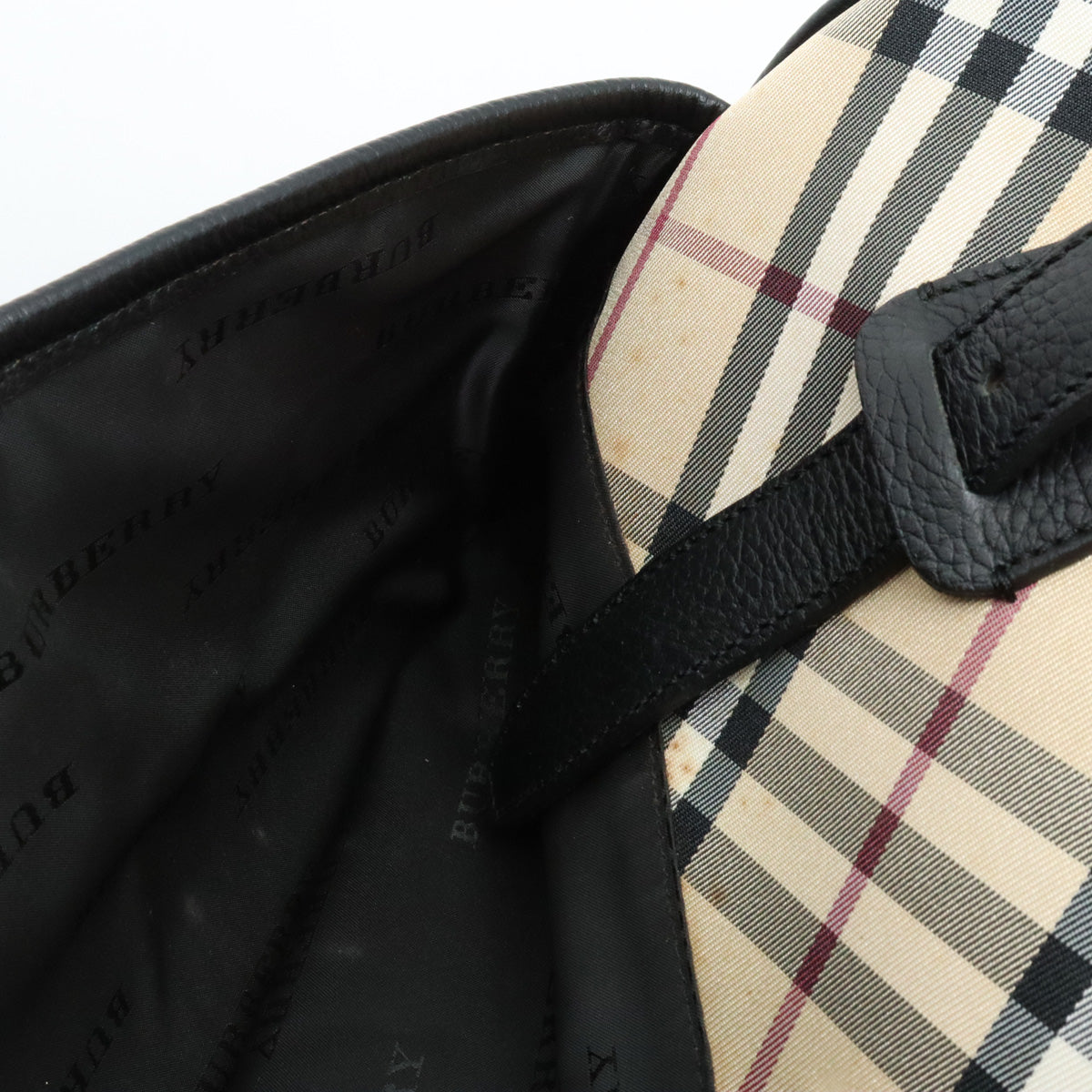 Burberry Nova Check Canvas Leather Boston Bag