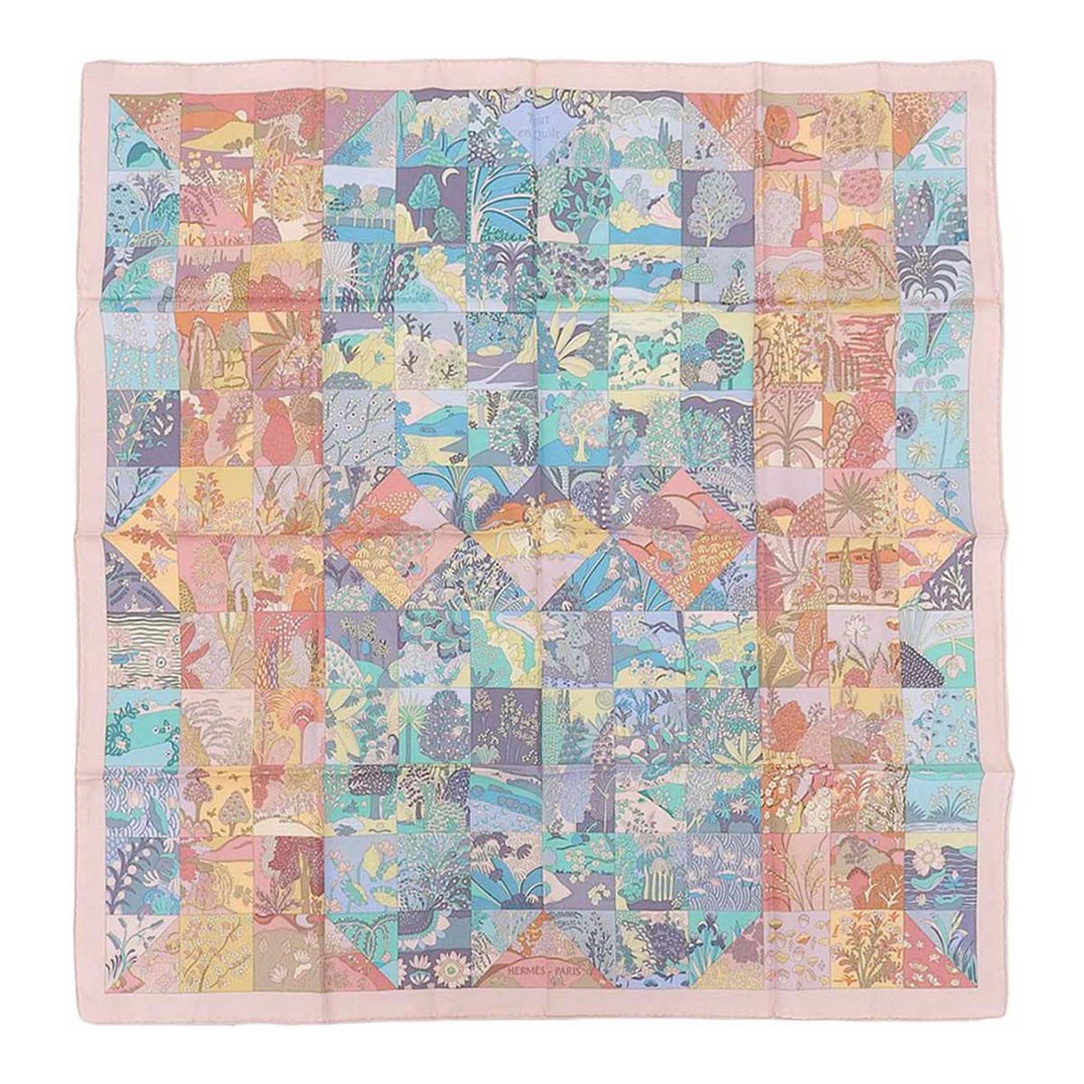 Hermes Silk Scarf Pink Green 90cm