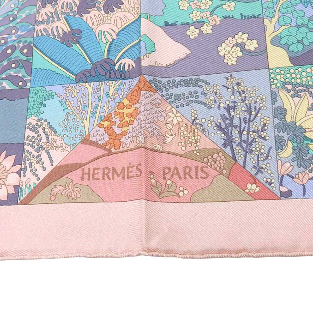 Hermes Silk Scarf Pink Green 90cm