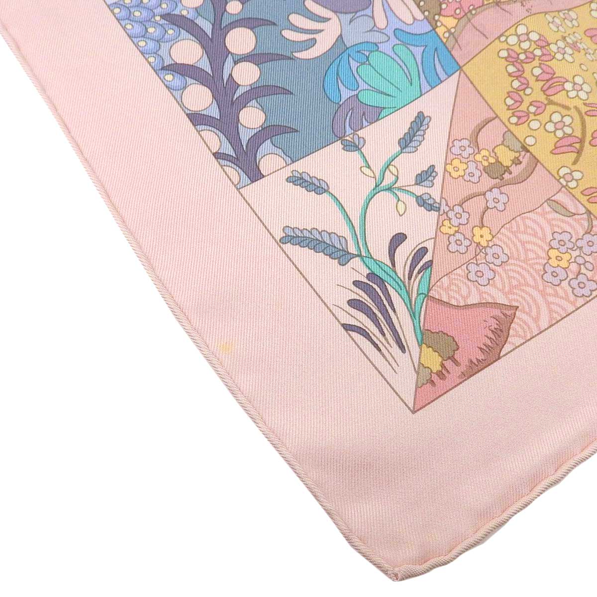 Hermes Silk Scarf Pink Green 90cm