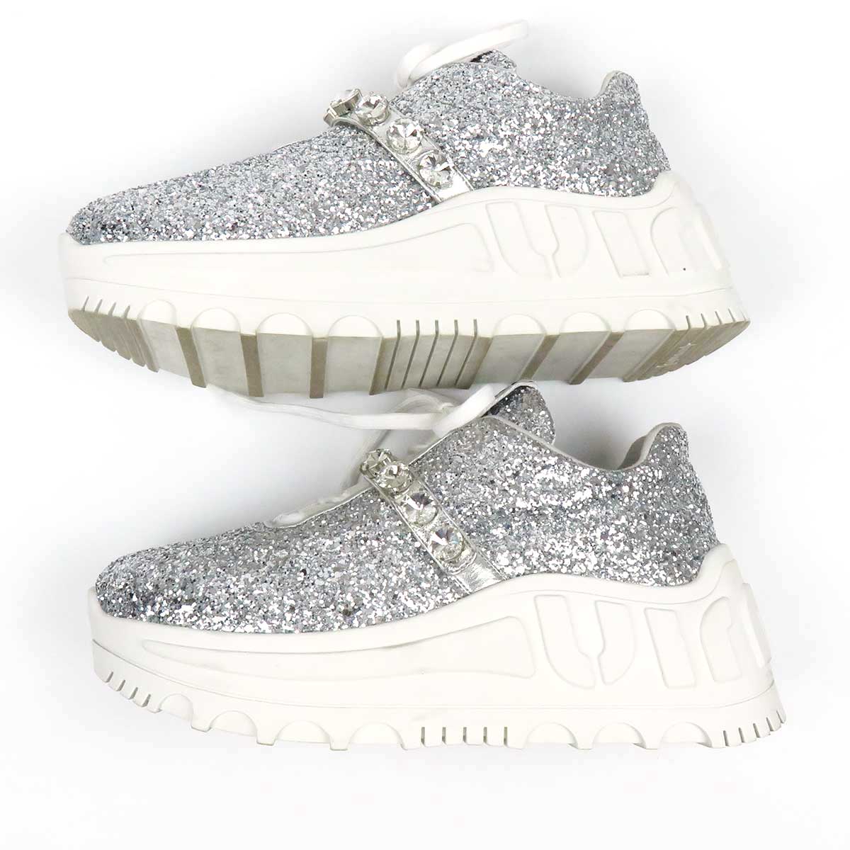 Miu Miu Glitter Fabric Sneakers 5E761C