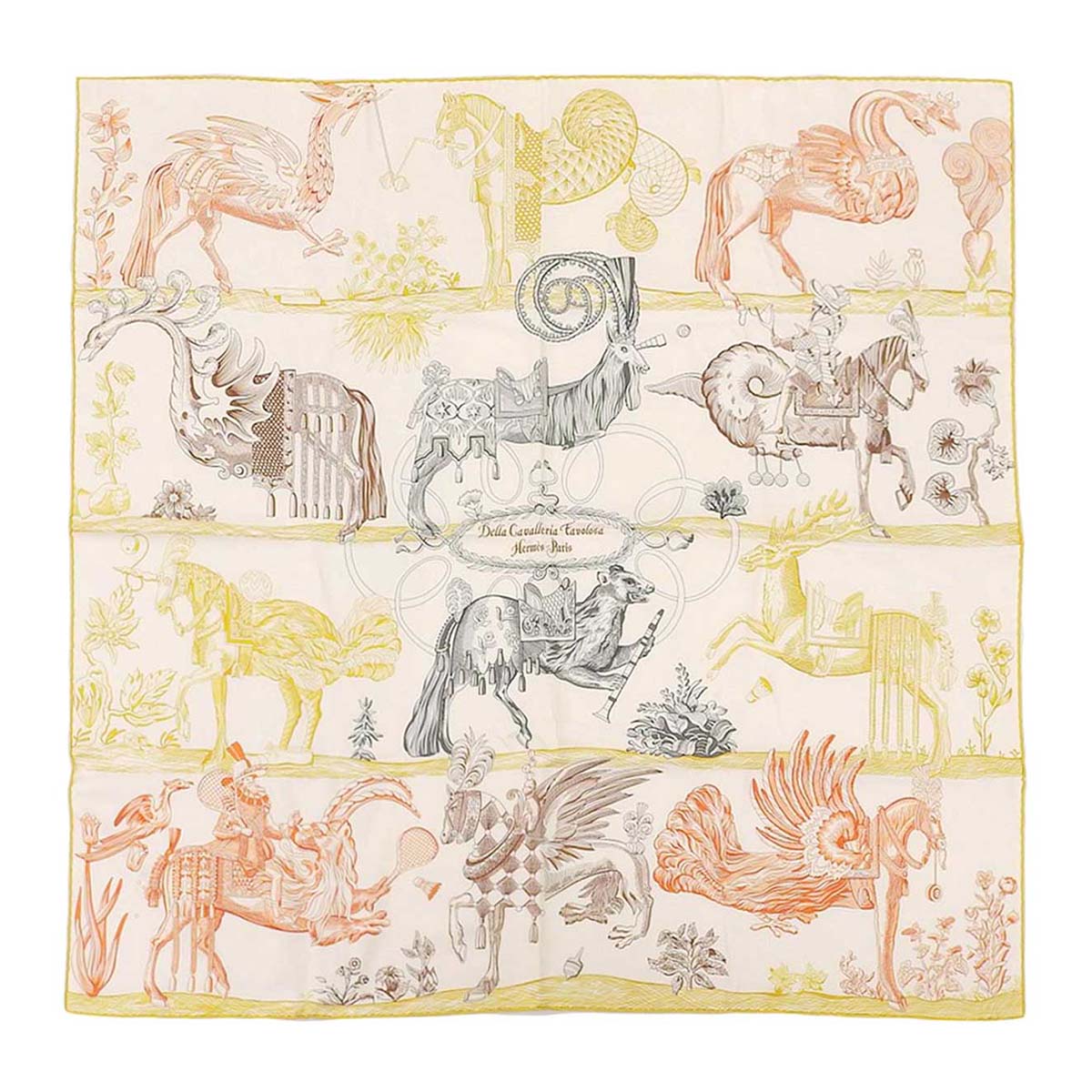 Hermes Silk Scarf Beige Yellow