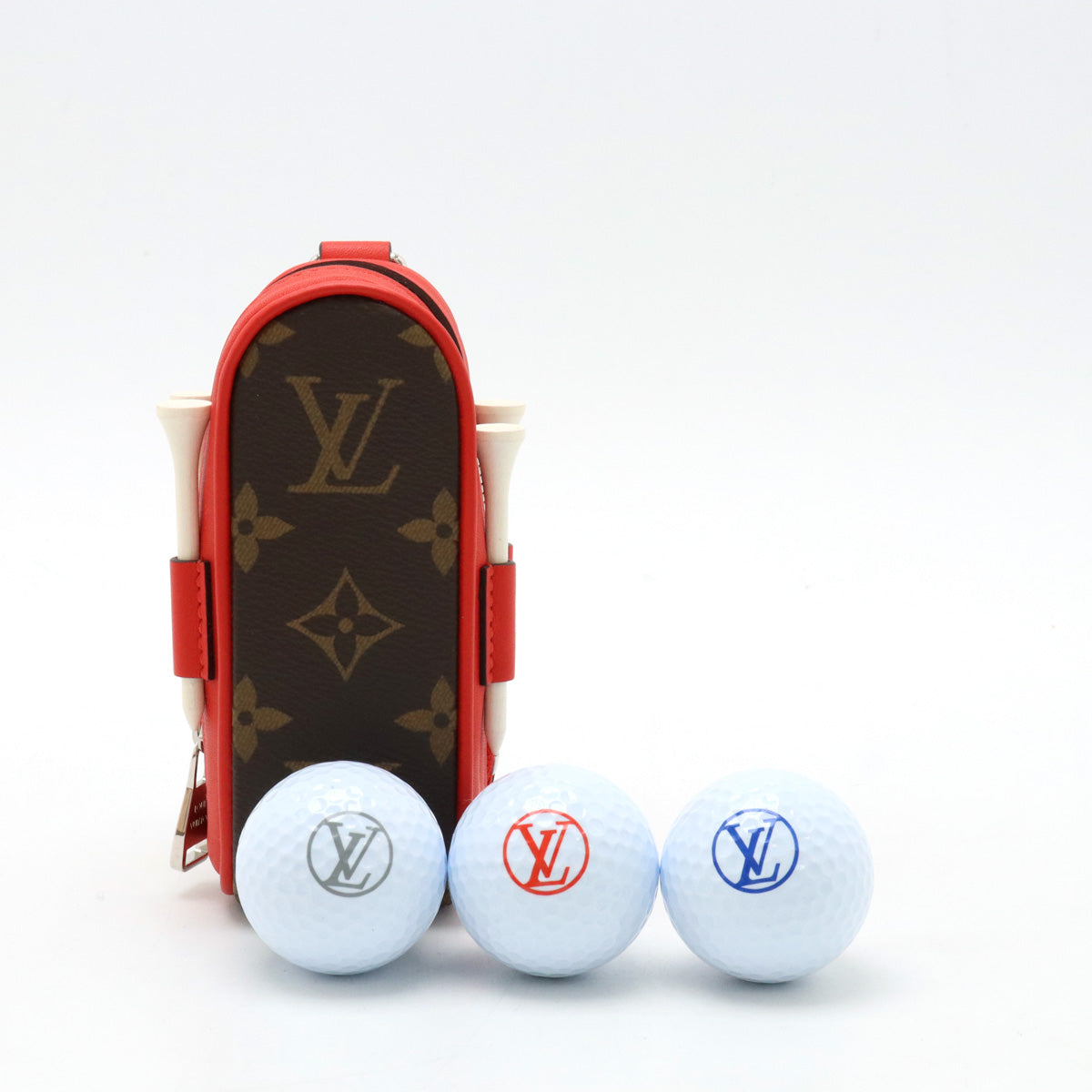 Louis Vuitton Monogram Leather Golf Ball Case GI0297 in Pristine Condition