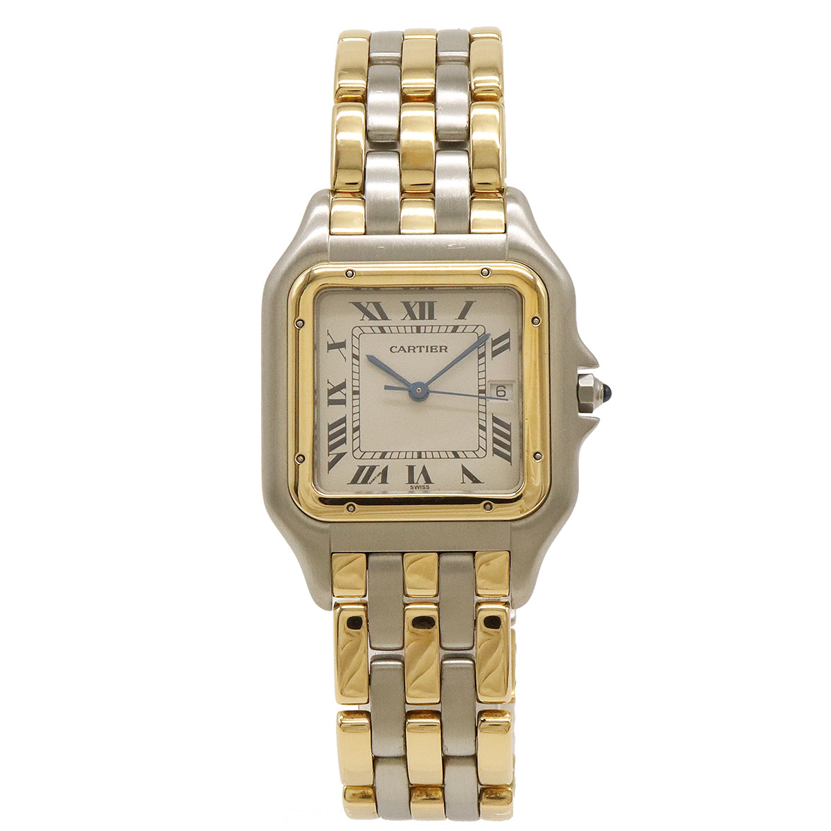 Cartier Panthere LM 3 Row SS K18YG Yellow Gold Date Ivory Dial QZ Men's Watch in Pristine Condition