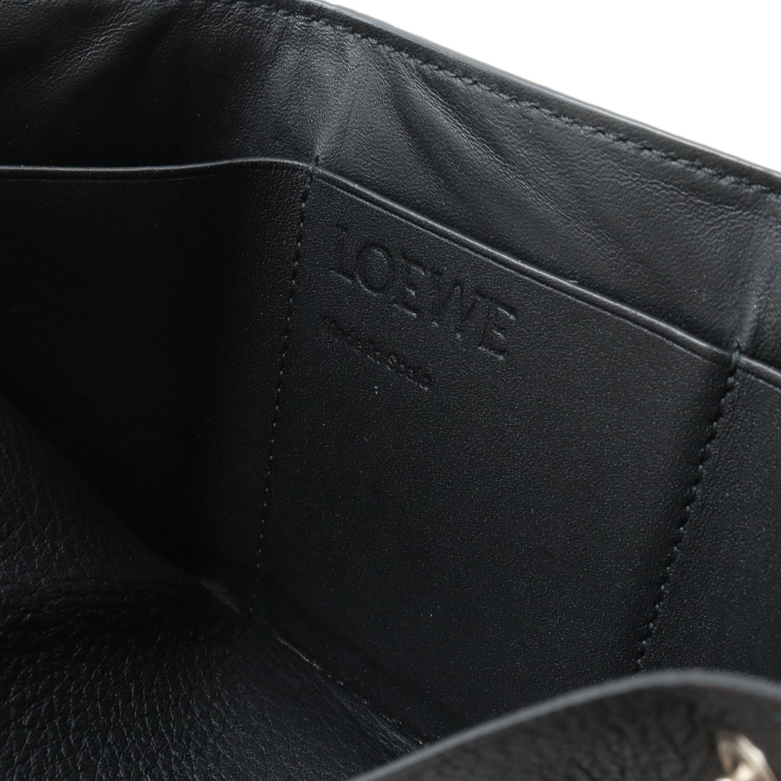 Loewe Anagram Linen Trifold Leather Wallet Black