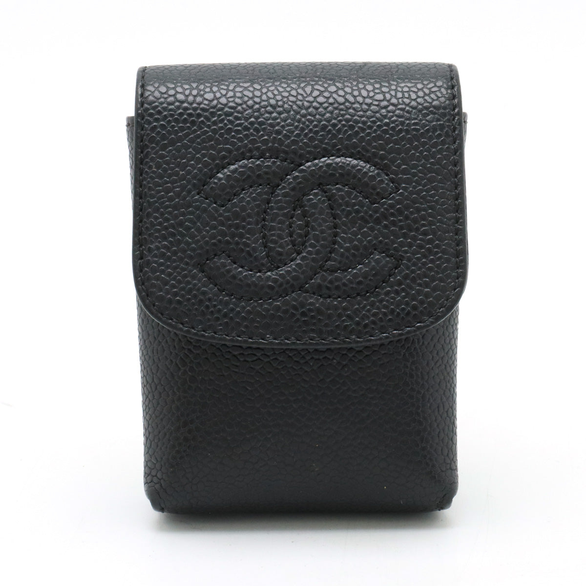 Chanel Caviar Skin Coco Mark iQOS Case Leather Black A13511 in Very Good Condition