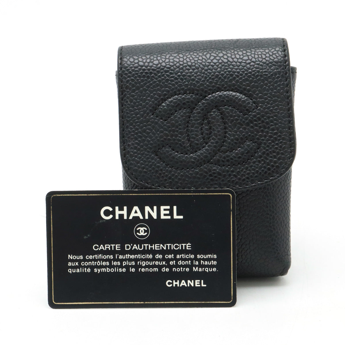 Chanel Caviar Skin iQOS Case Black Leather