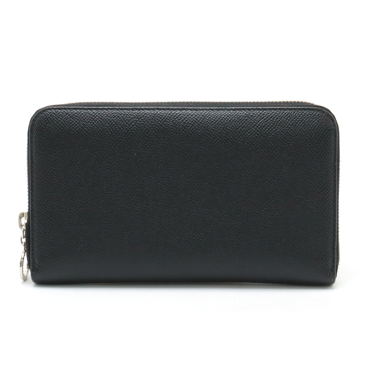 Bvlgari Grain Leather Round Zip Wallet Black