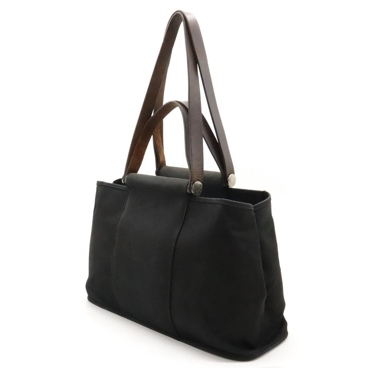 Hermes Cabag Elan PM 2WAY Tote Bag Black Leather in Good Condition