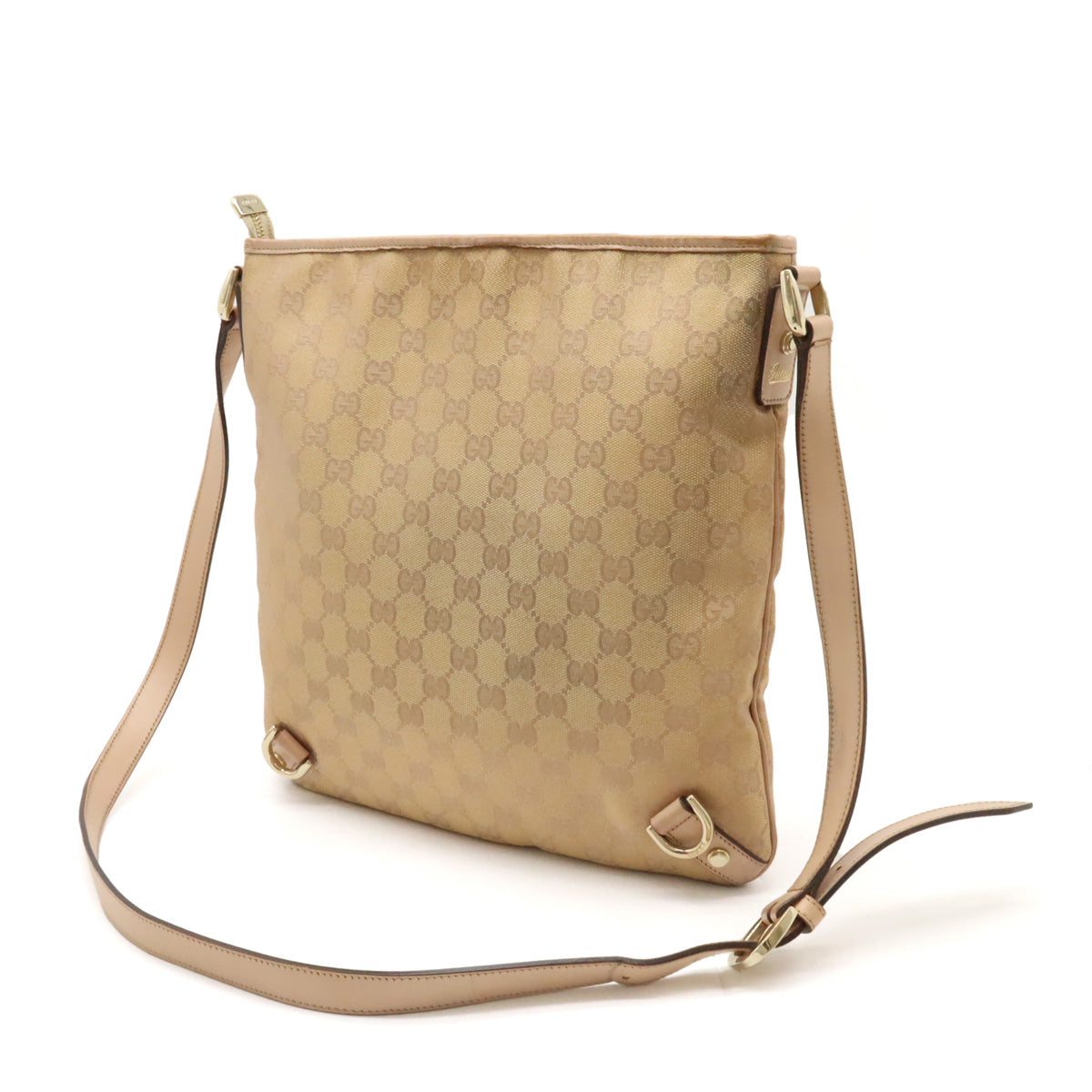 Gucci GG Canvas Leather Shoulder Bag Metallic Gold