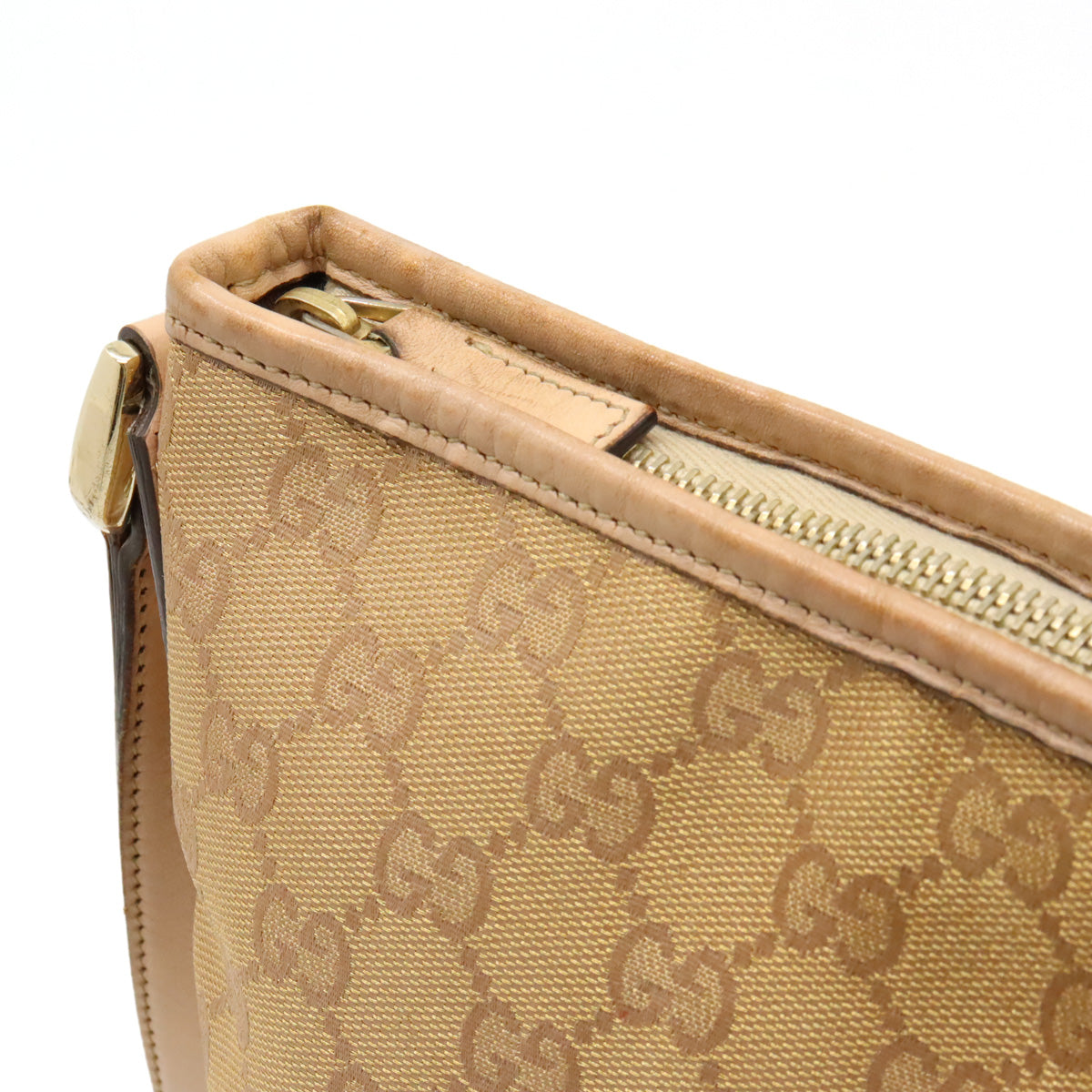 Gucci GG Canvas Leather Shoulder Bag Metallic Gold