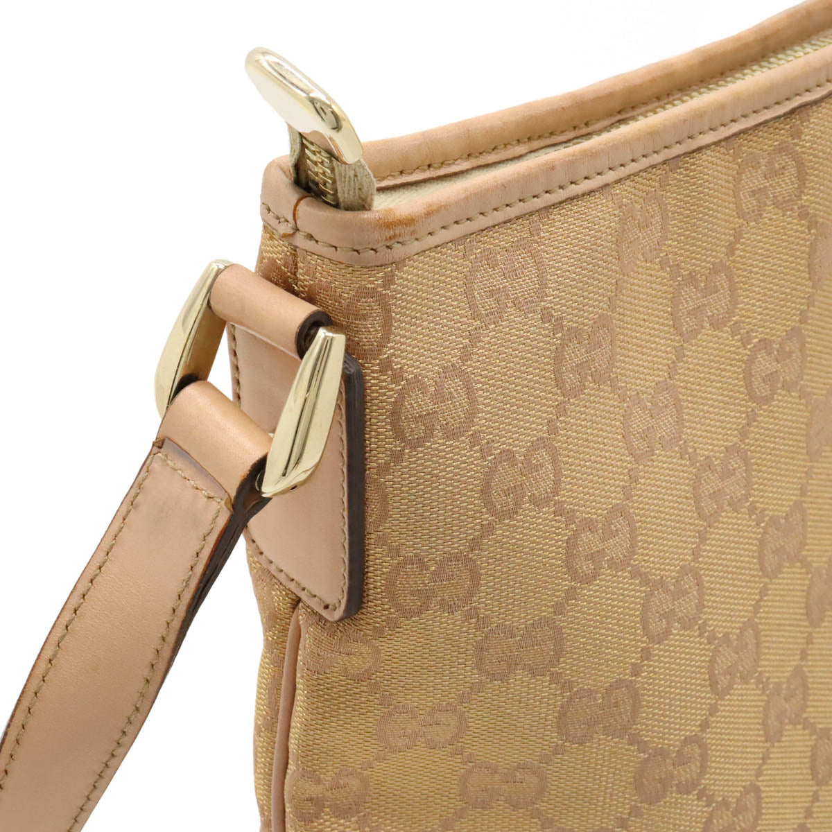 Gucci GG Canvas Leather Shoulder Bag Metallic Gold