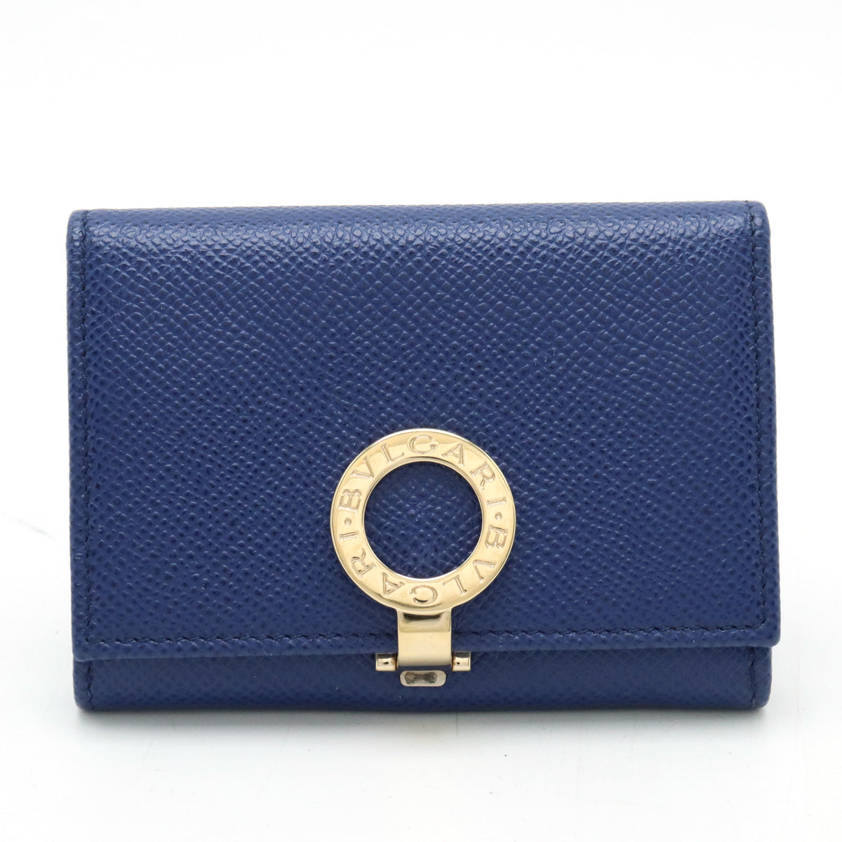 Bvlgari Grain Leather Logo Clip Card Case 30420