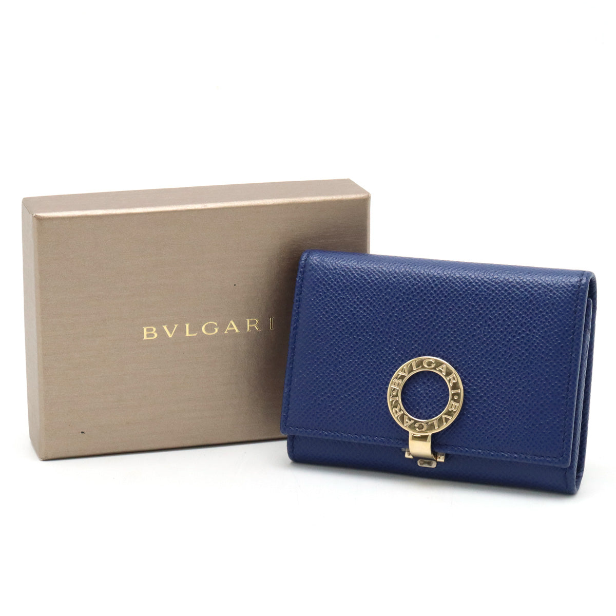 Bvlgari Grain Leather Logo Clip Card Case 30420