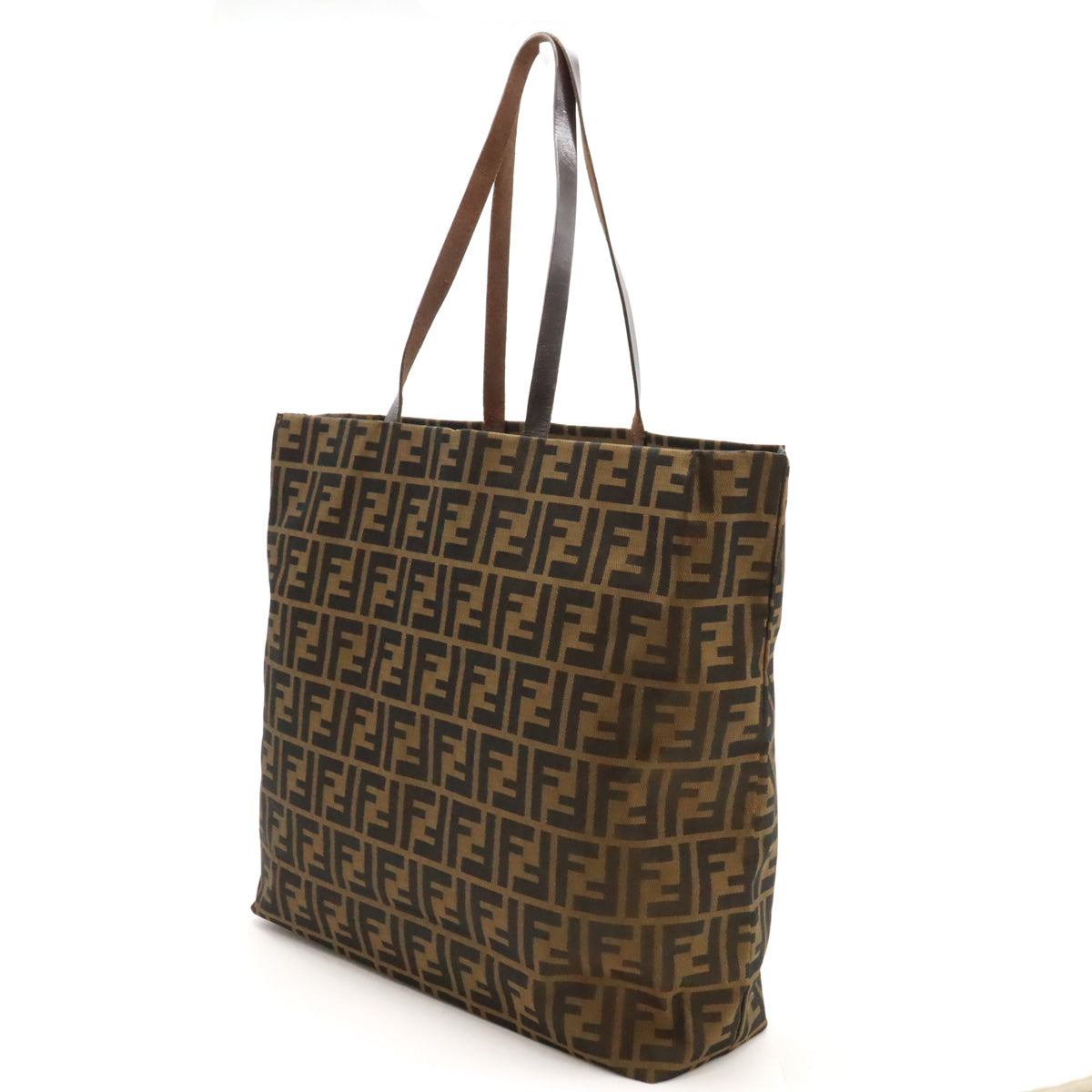 Fendi Nylon Canvas Leather Zucca Pattern Tote Bag 15978 in Great Condition