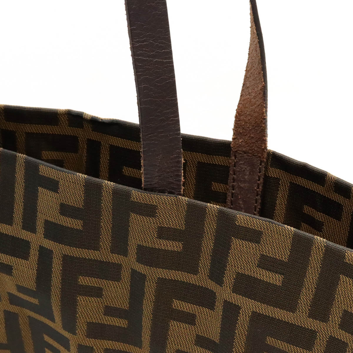 Fendi Nylon Canvas Leather Zucca Pattern Tote Bag 15978 in Great Condition