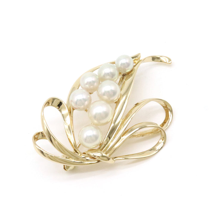 Mikimoto Pearl Brooch K14 Yellow Gold in Pristine Condition