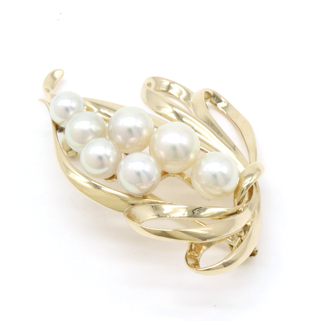 Mikimoto Pearl Brooch K14 Yellow Gold in Pristine Condition