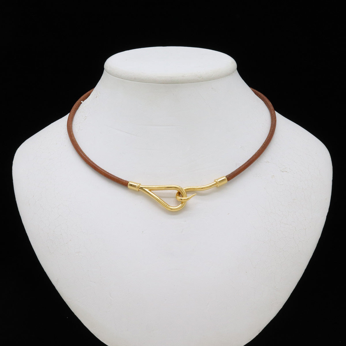 Hermes Leather Metal Jumbo Choker Necklace