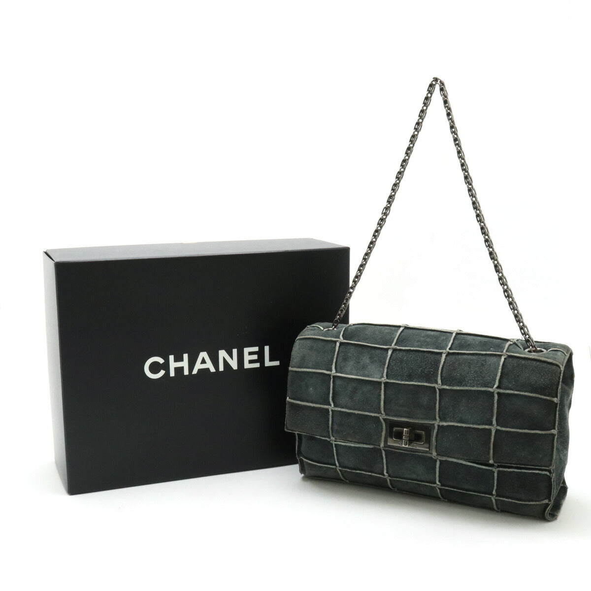 Chanel Suede 2.55 Chocolate Bar Shoulder Bag