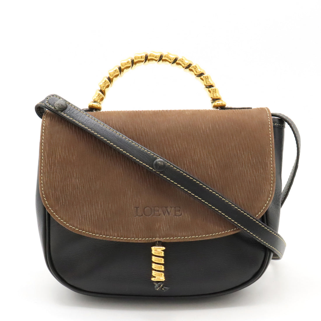 Loewe Velazquez Twist Leather Nubuck Handbag