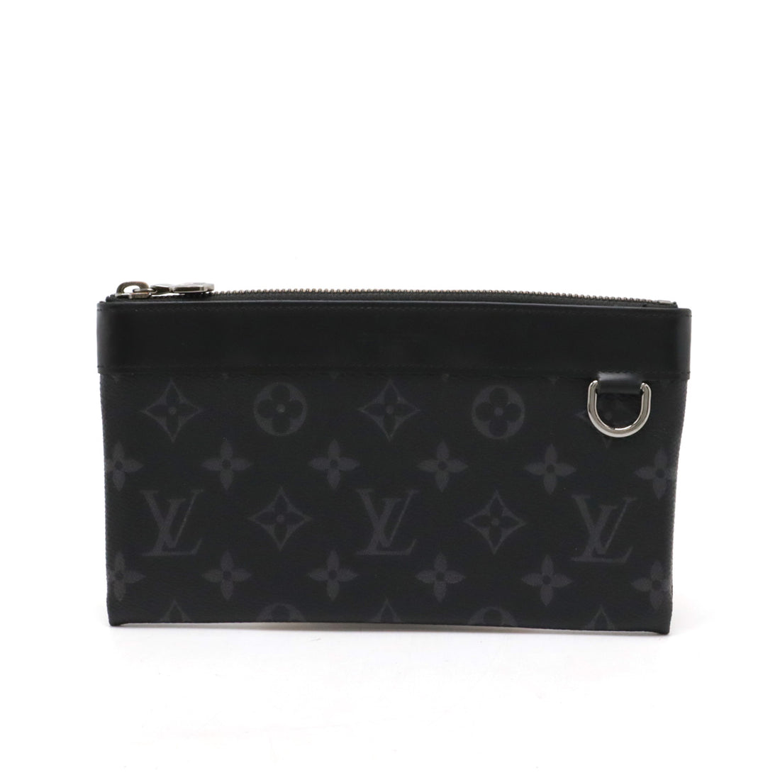 Louis Vuitton Monogram Eclipse Pochette Discovery PM Clutch Bag Black Gray M44323