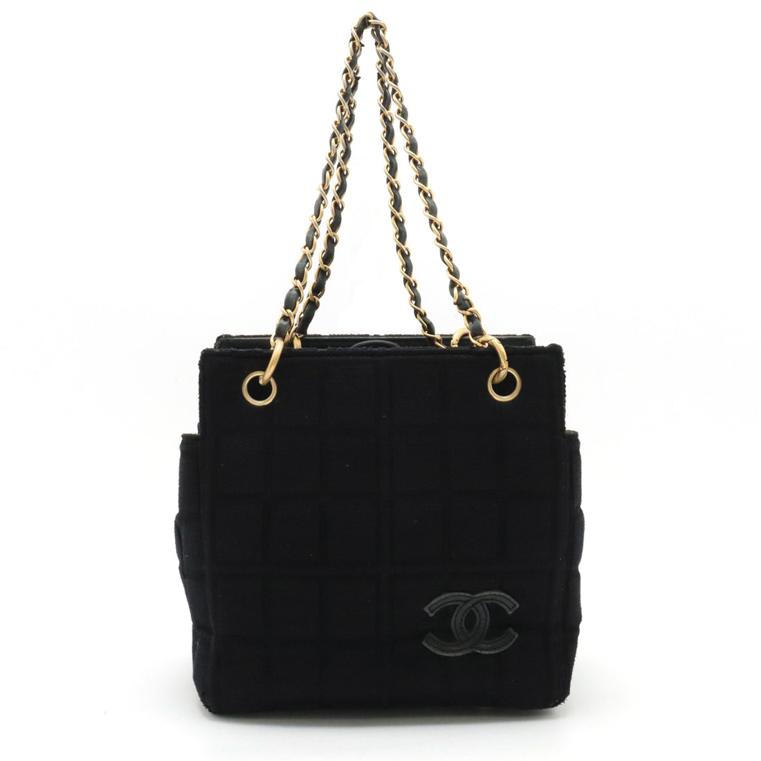 Chanel Cotton Jersey Leather Chain Tote Bag