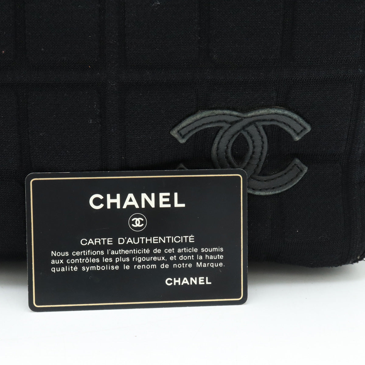 Chanel Cotton Jersey/Leather Chocolate Bar Chain Tote Bag Shoulder Bag in Good Condition