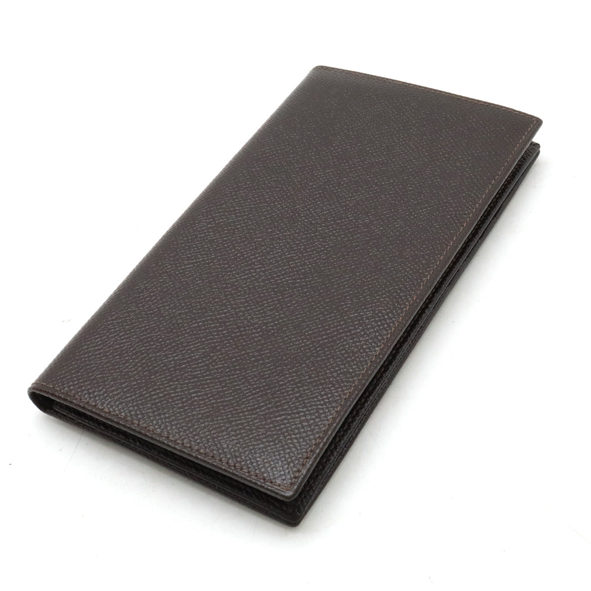 Bvlgari Grain Calf Leather Long Wallet Dark Brown