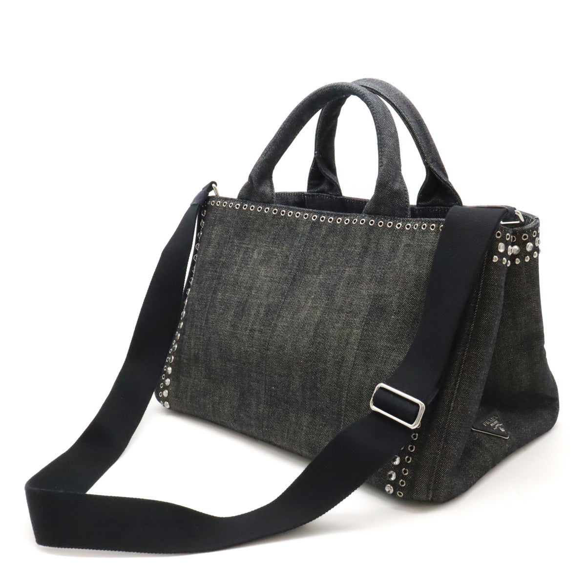 Prada Denim Studded Canapa Tote Bag BN2642