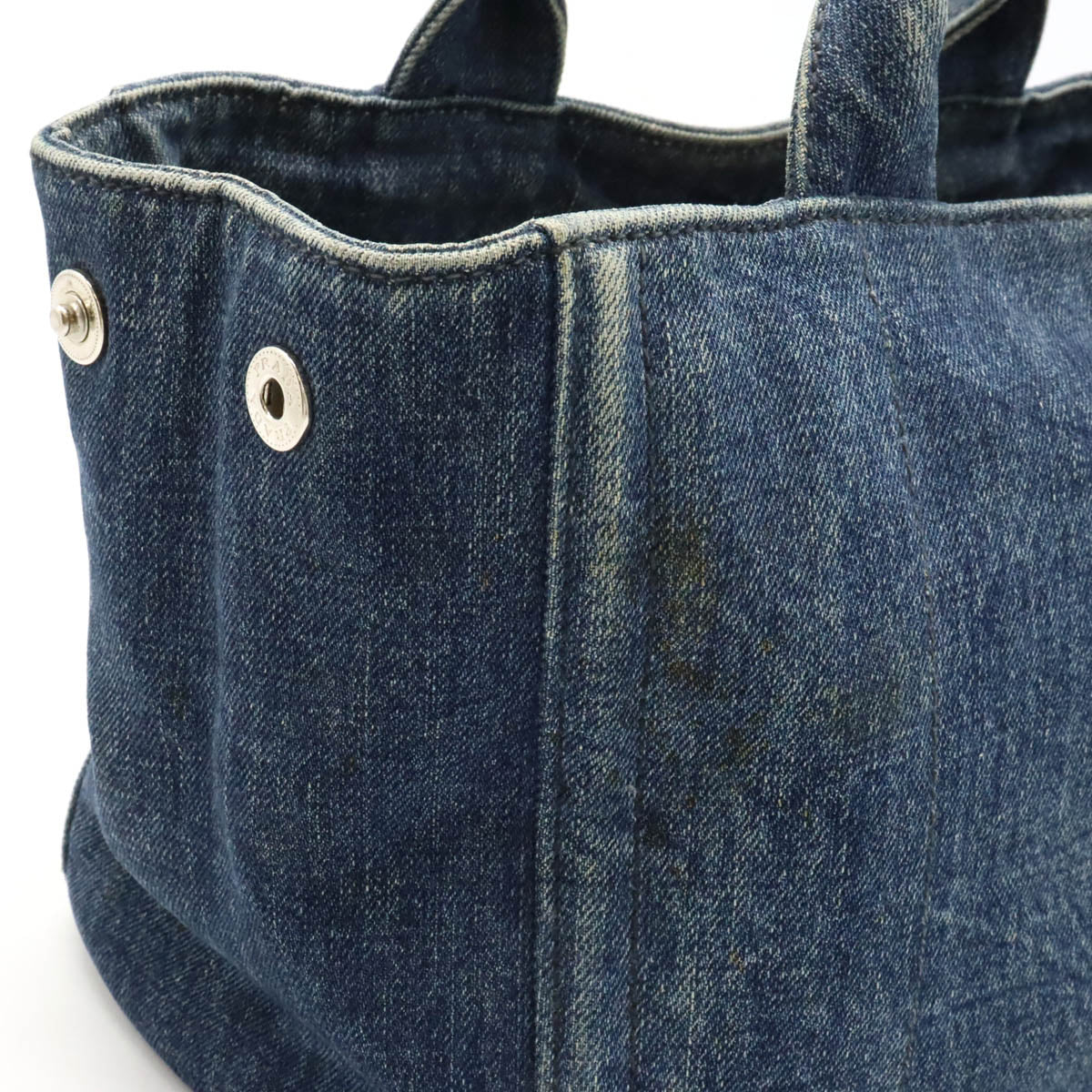 Prada Denim Bijou Studs CANAPA Tote Bag 1BG439 in Good Condition