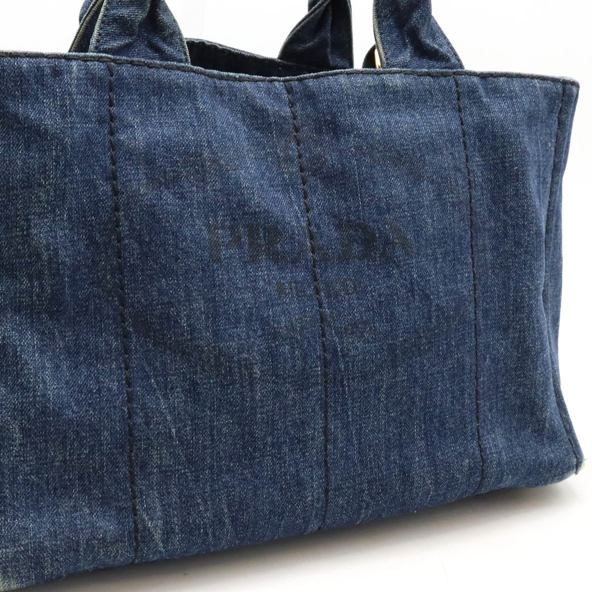 Prada Denim Canvas Canapa Tote Bag B2642B in Good Condition