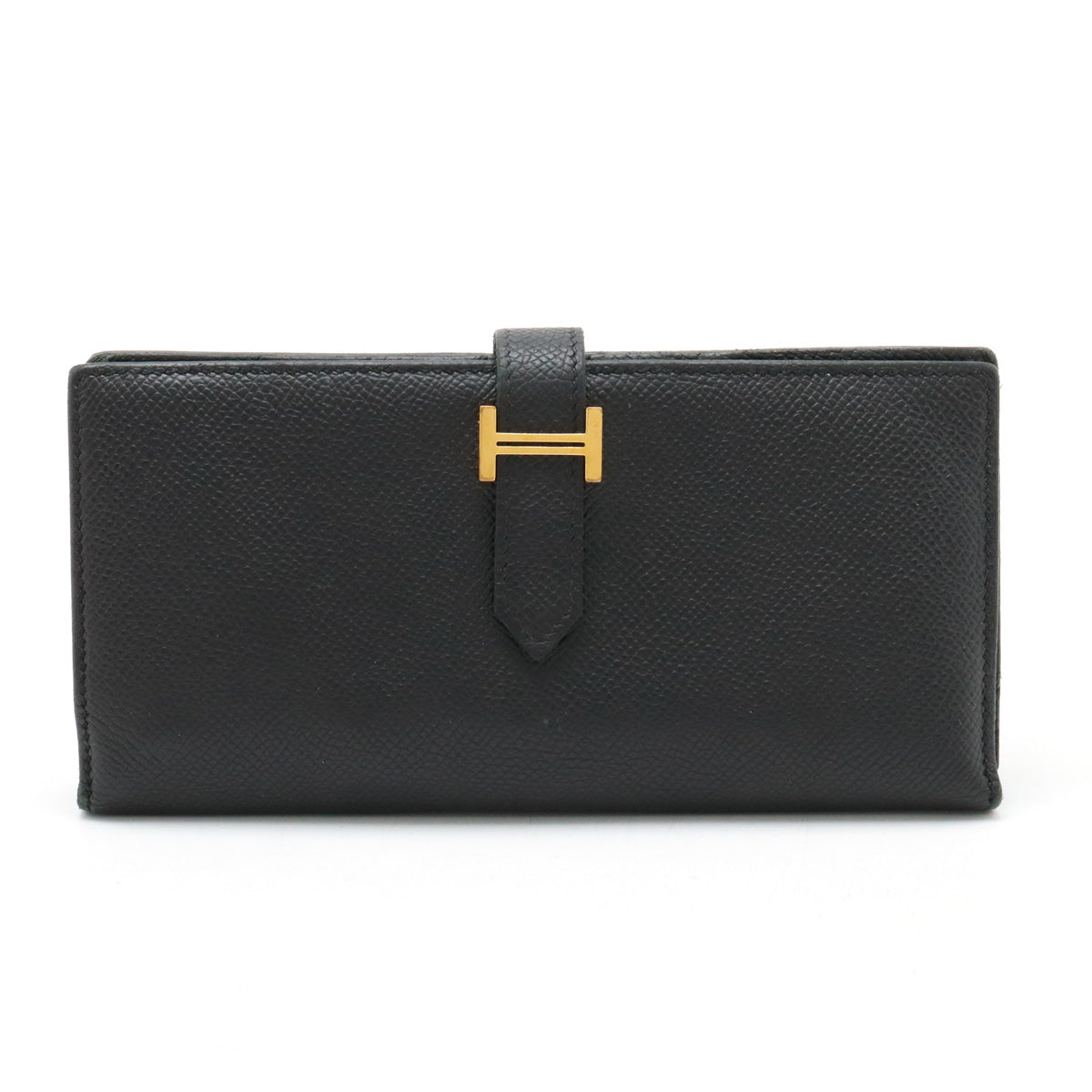 Hermes Bearn Souffle Leather Wallet Black