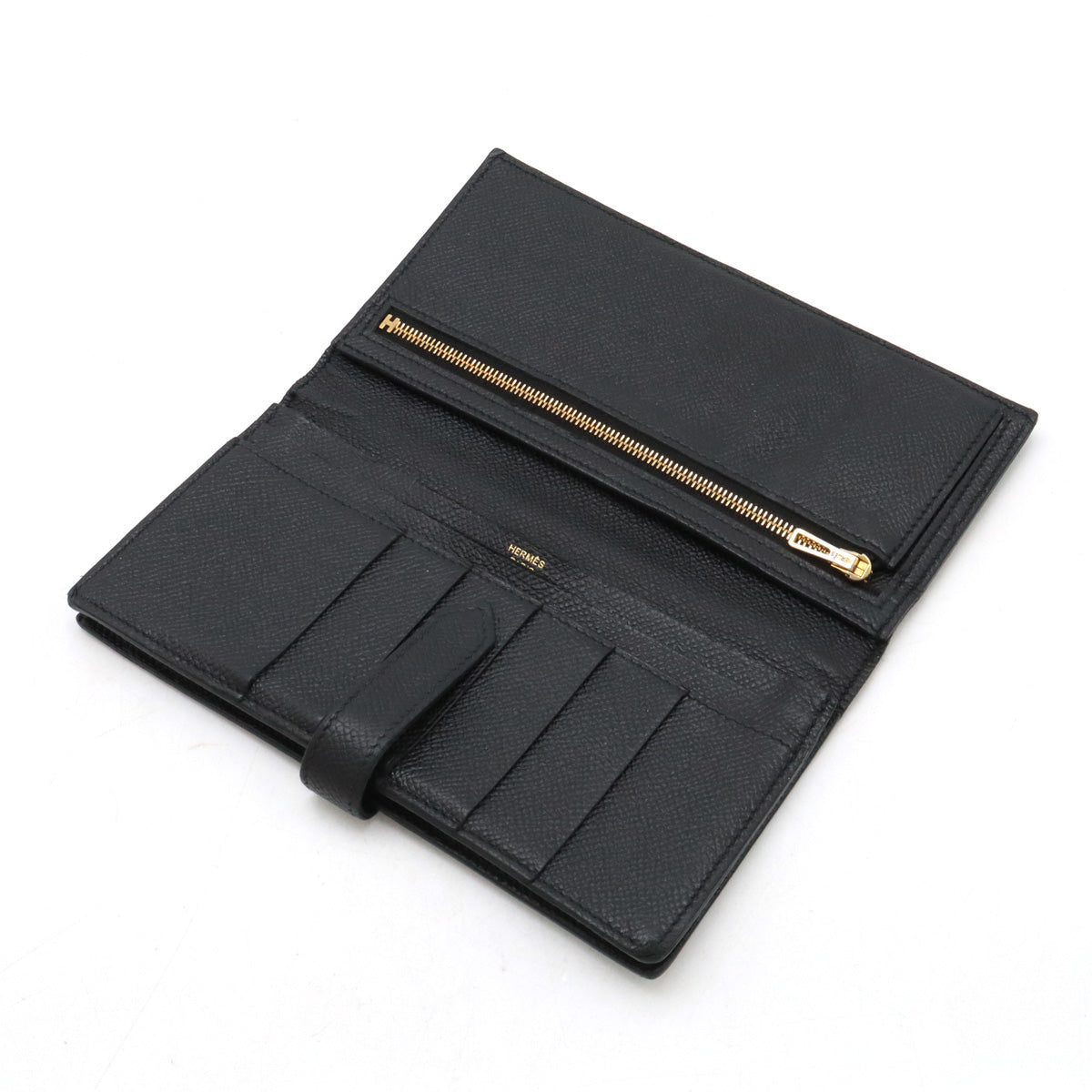 Hermes Bearn Souffle Leather Wallet Black