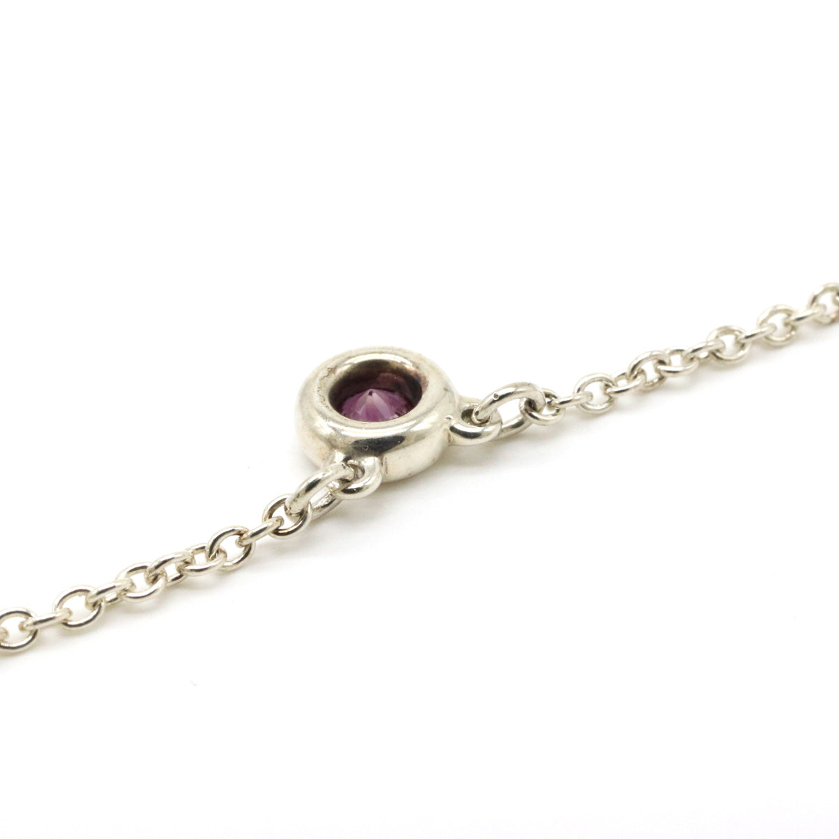 Tiffany & Co Elsa Peretti Color by the Yard Necklace Pendant SV925 Silver Pink Sapphire in Great Condition