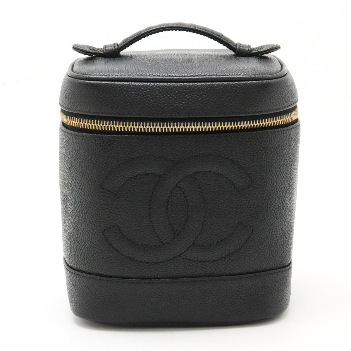 Chanel Caviar Vanity Handbag Black Leather