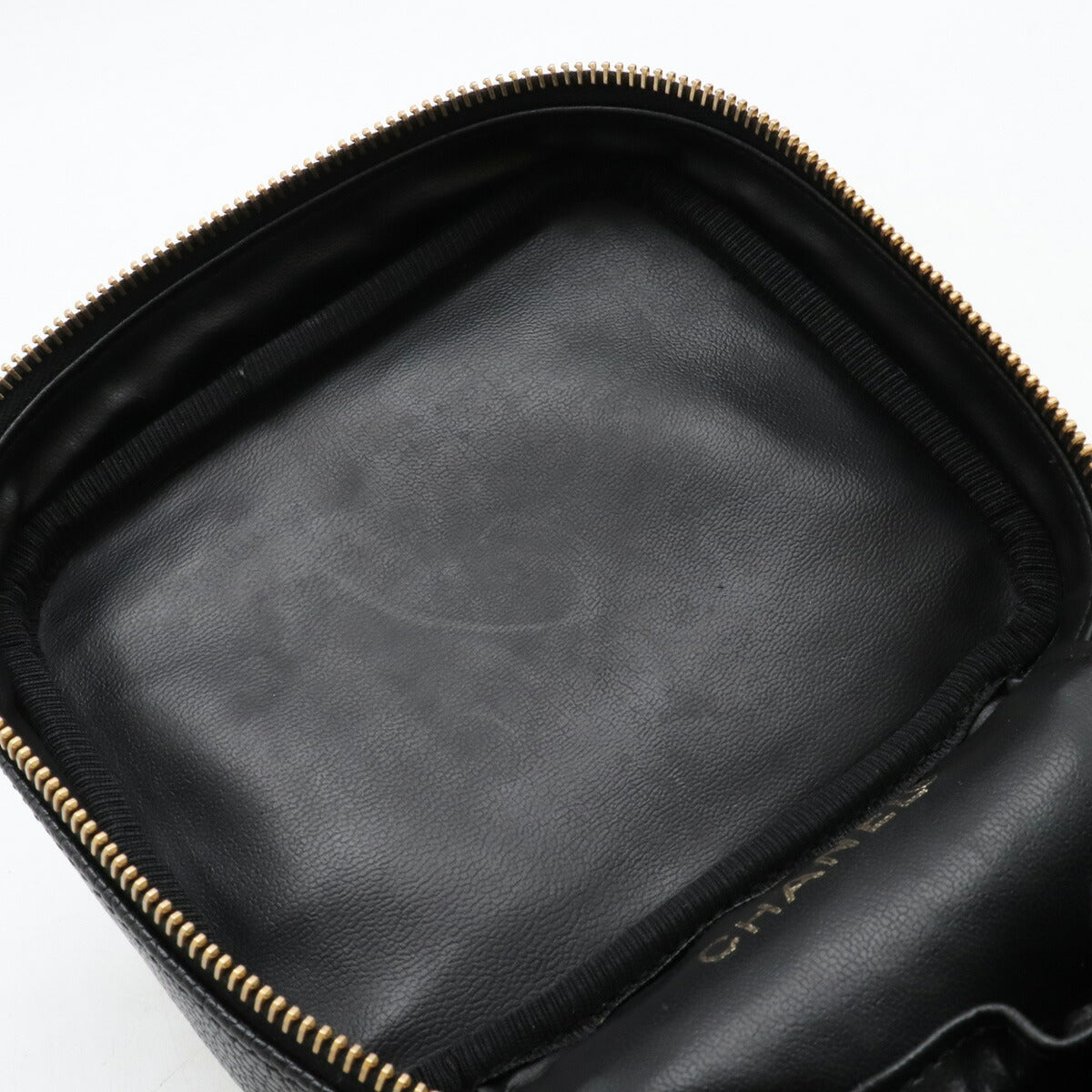 Chanel Caviar Vanity Handbag Black Leather